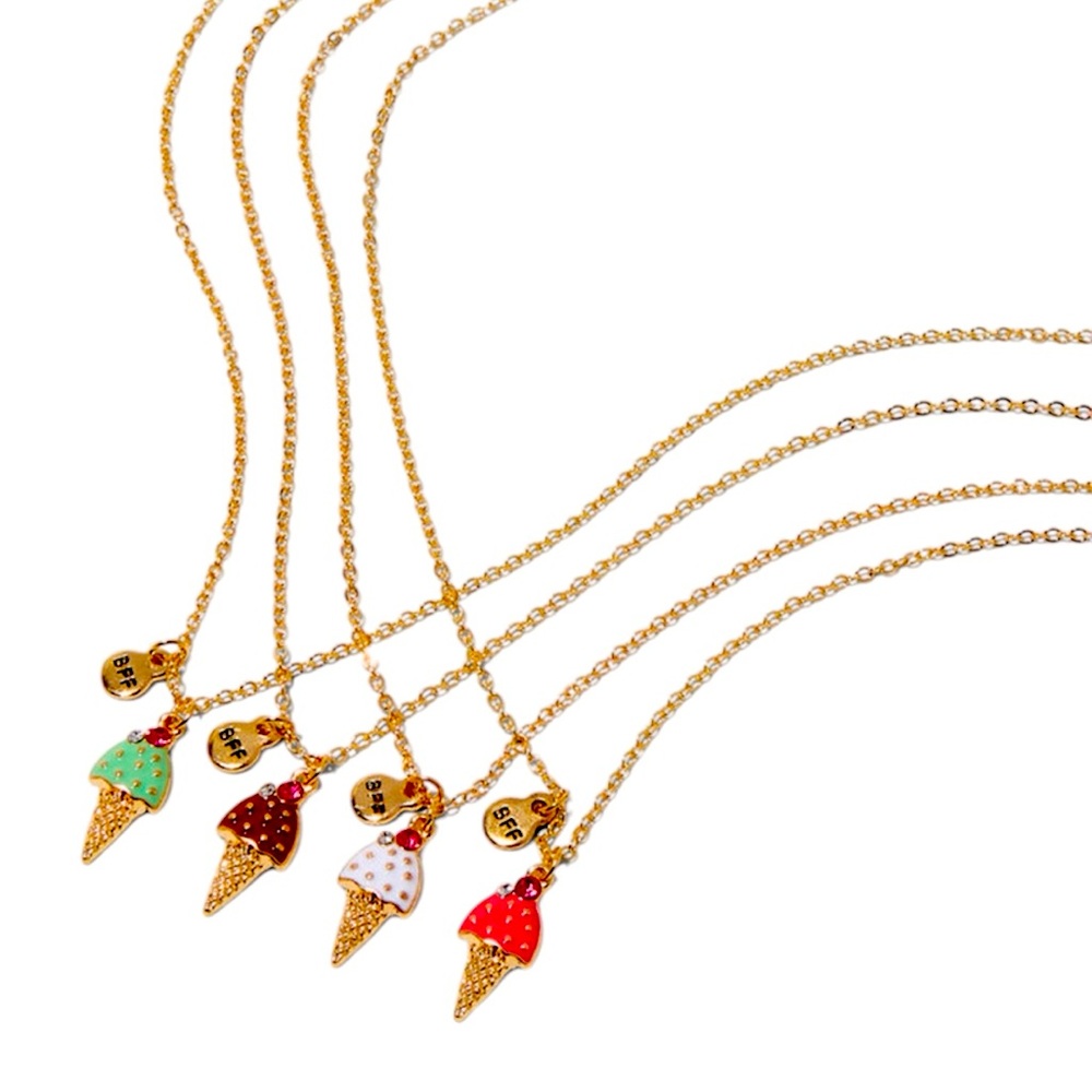 4-Pack Best Friends Ice Cream Cone Pendant Necklaces - NWT
